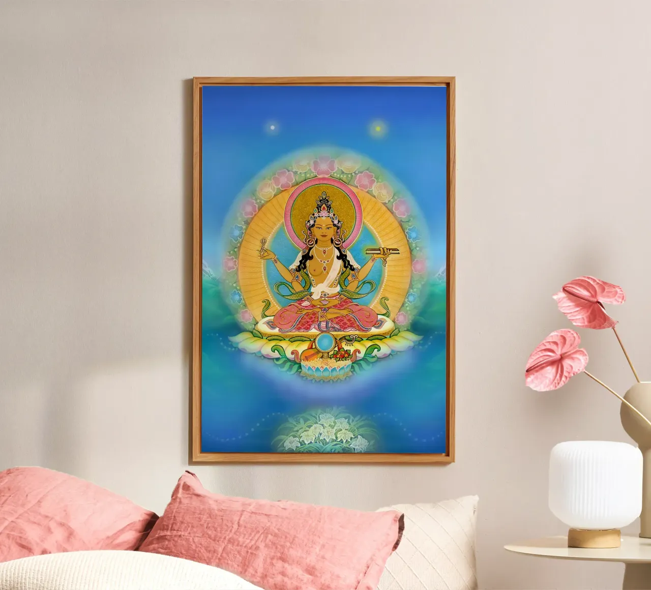 Prajnaparamita, Buddha femmina della saggezza, Thangka 2 alluminio dibond da Happy 😃 Art 🎨 by Christine Schnoell