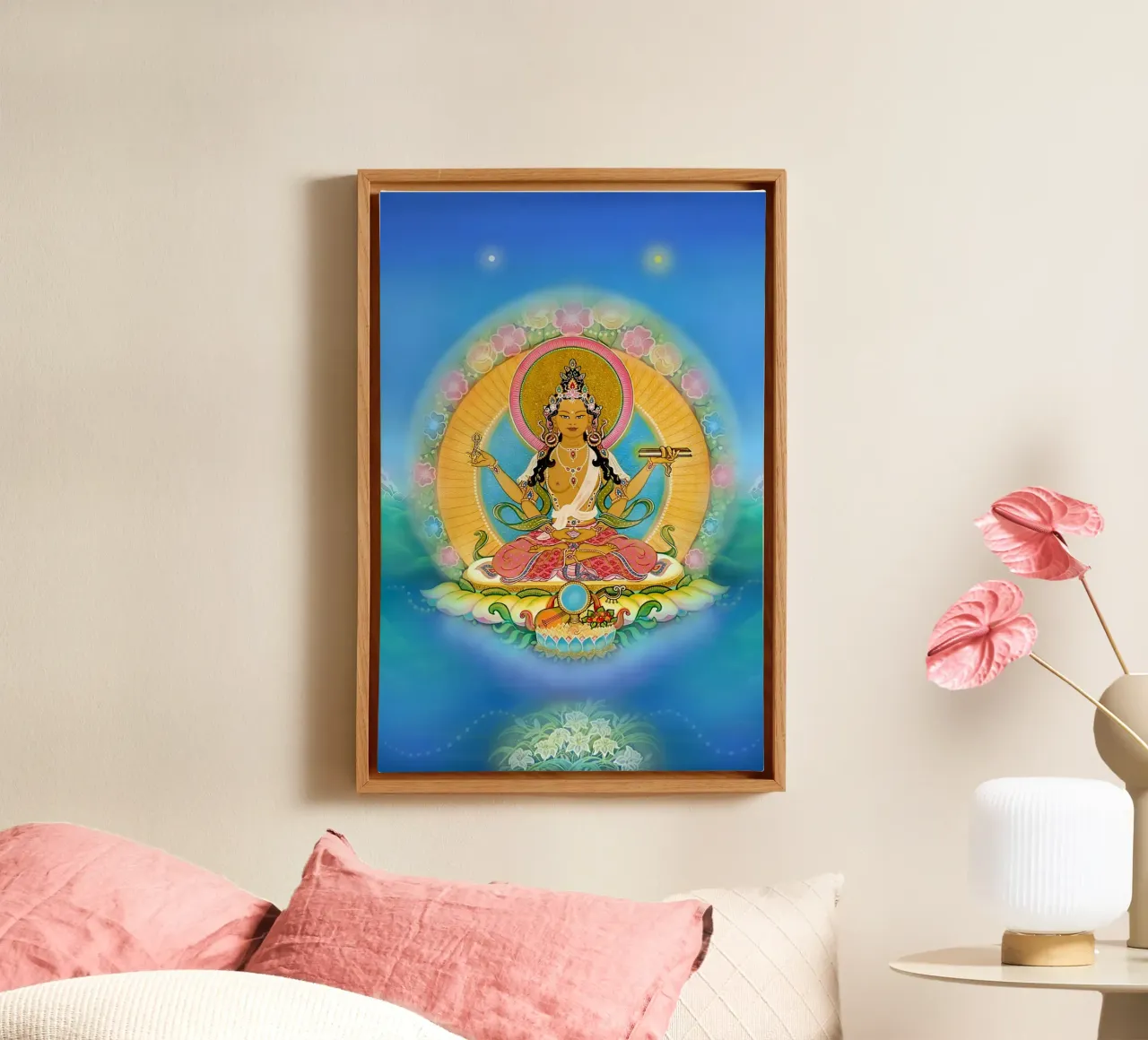 Prajnaparamita, Buddha femmina della saggezza, Thangka 2 tela con Cornice a cassetta da Happy 😃 Art 🎨 by Christine Schnoell
