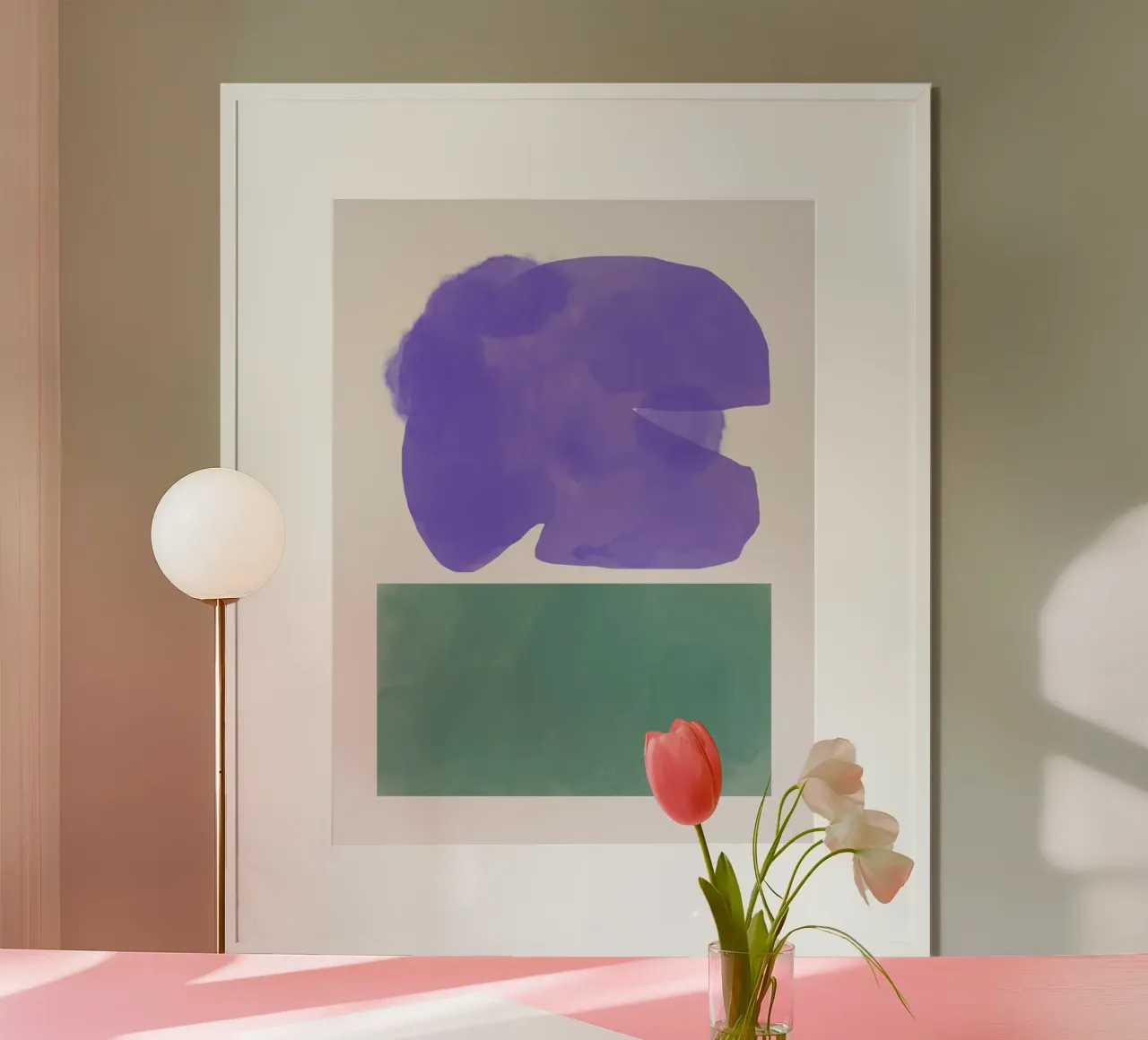 Fiore viola acquerellato poster con telaio in alluminio da Little Dean