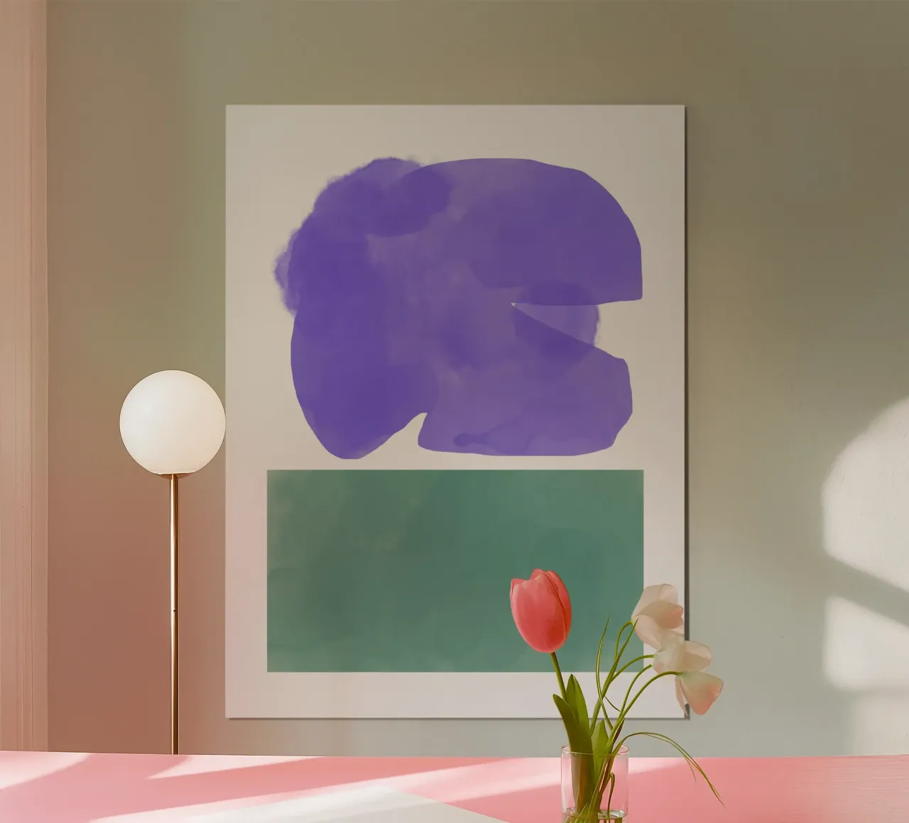 Fiore viola acquerellato poster con telaio in alluminio da Little Dean
