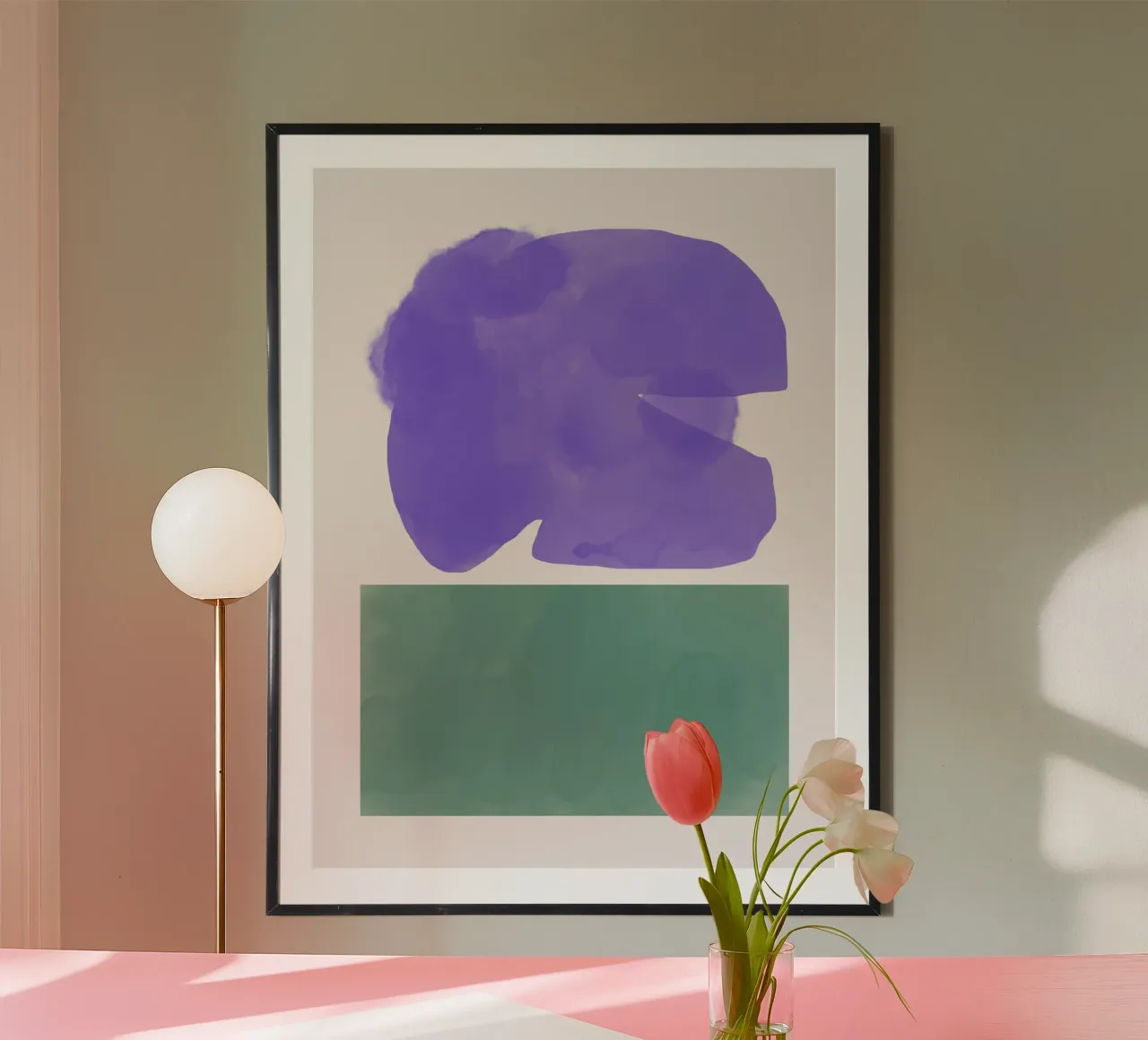 Fiore viola acquerellato poster con telaio in alluminio da Little Dean