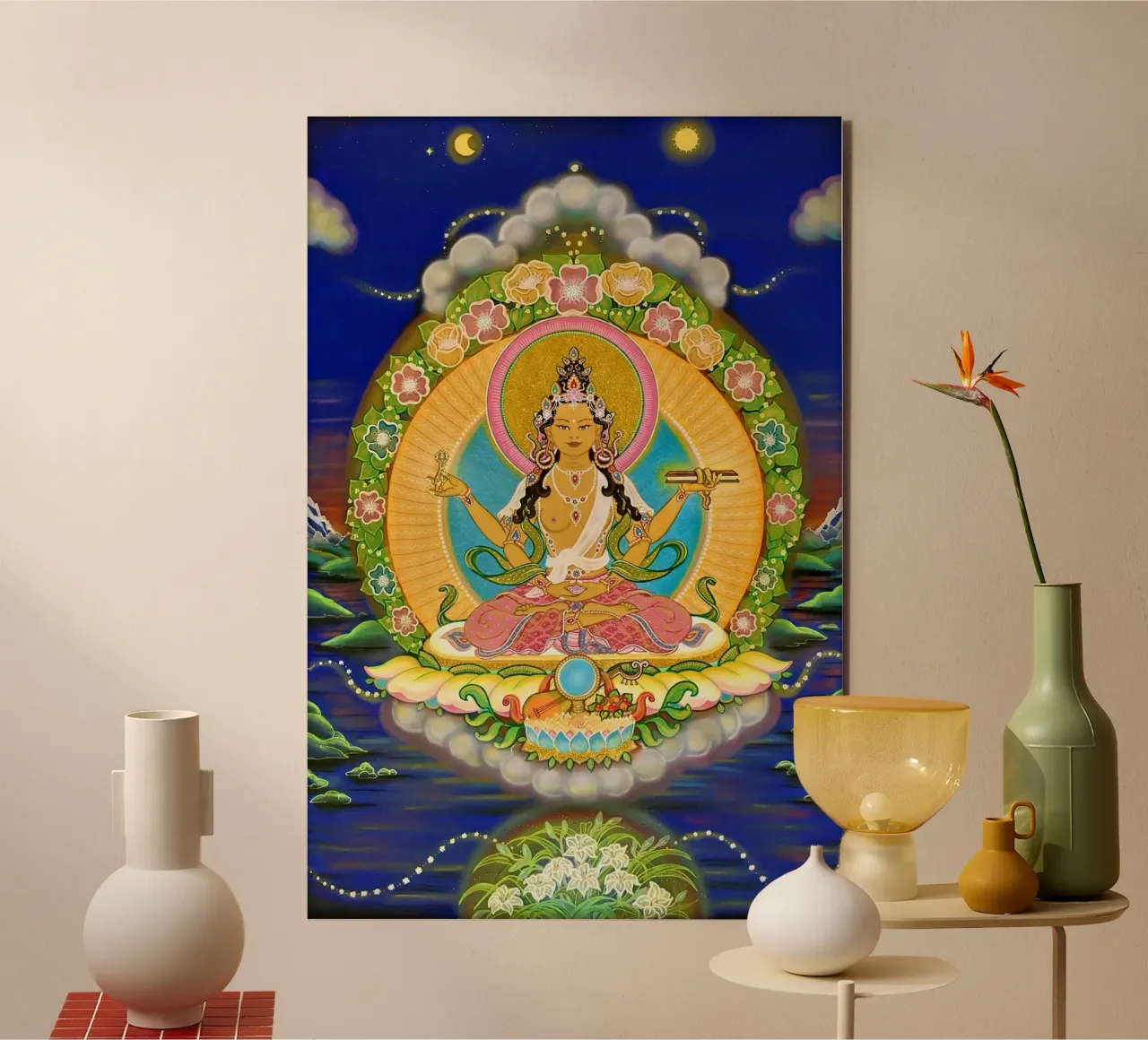 Prajnaparamita, Buddha femminile della saggezza, thangka alluminio dibond da Happy 😃 Art 🎨 by Christine Schnoell
