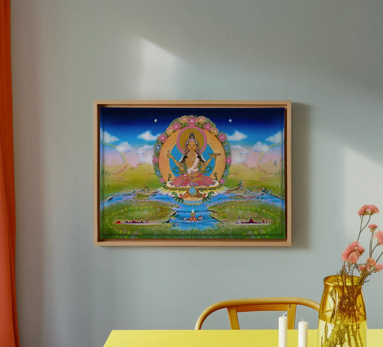 Prajnaparamita - Buddha femmina della saggezza - Thangka tela con Cornice a cassetta da Happy 😃 Art 🎨 by Christine Schnoell