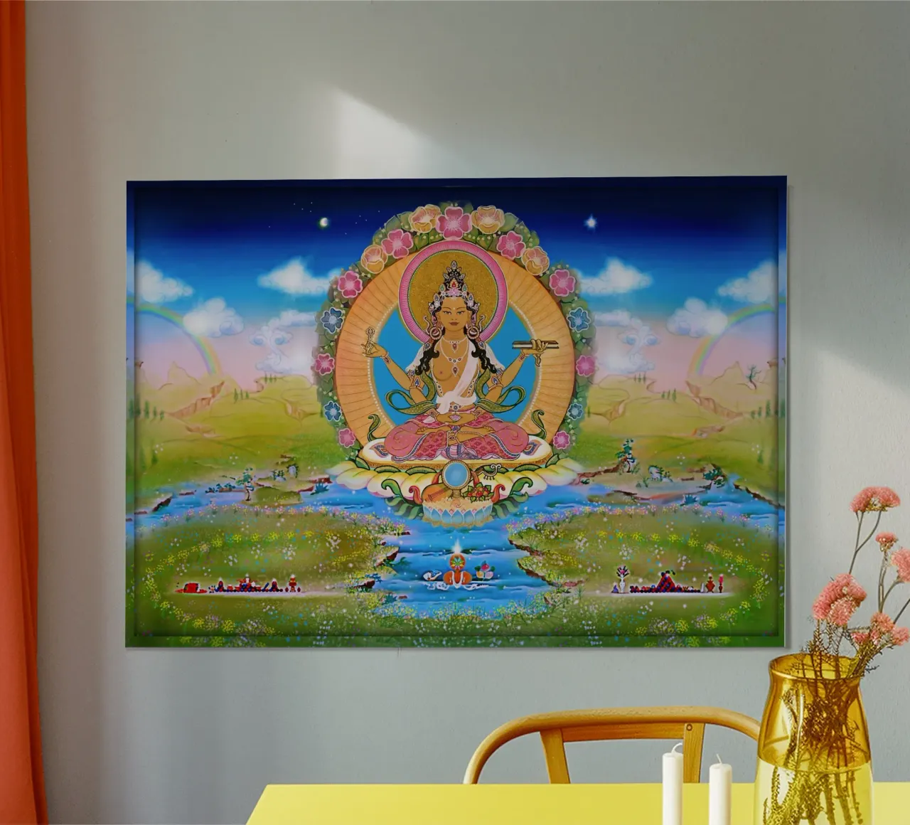Prajnaparamita - Buddha femmina della saggezza - Thangka poster con telaio in plastica da Happy 😃 Art 🎨 by Christine Schnoell