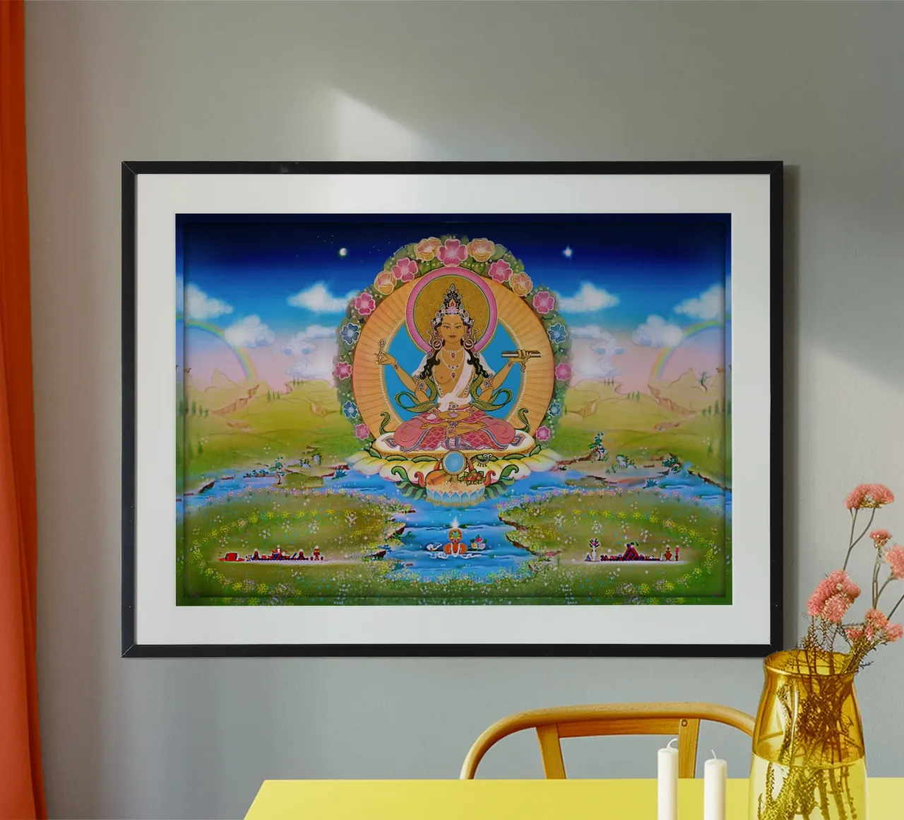 Prajnaparamita - Buddha femmina della saggezza - Thangka poster con telaio in plastica da Happy 😃 Art 🎨 by Christine Schnoell