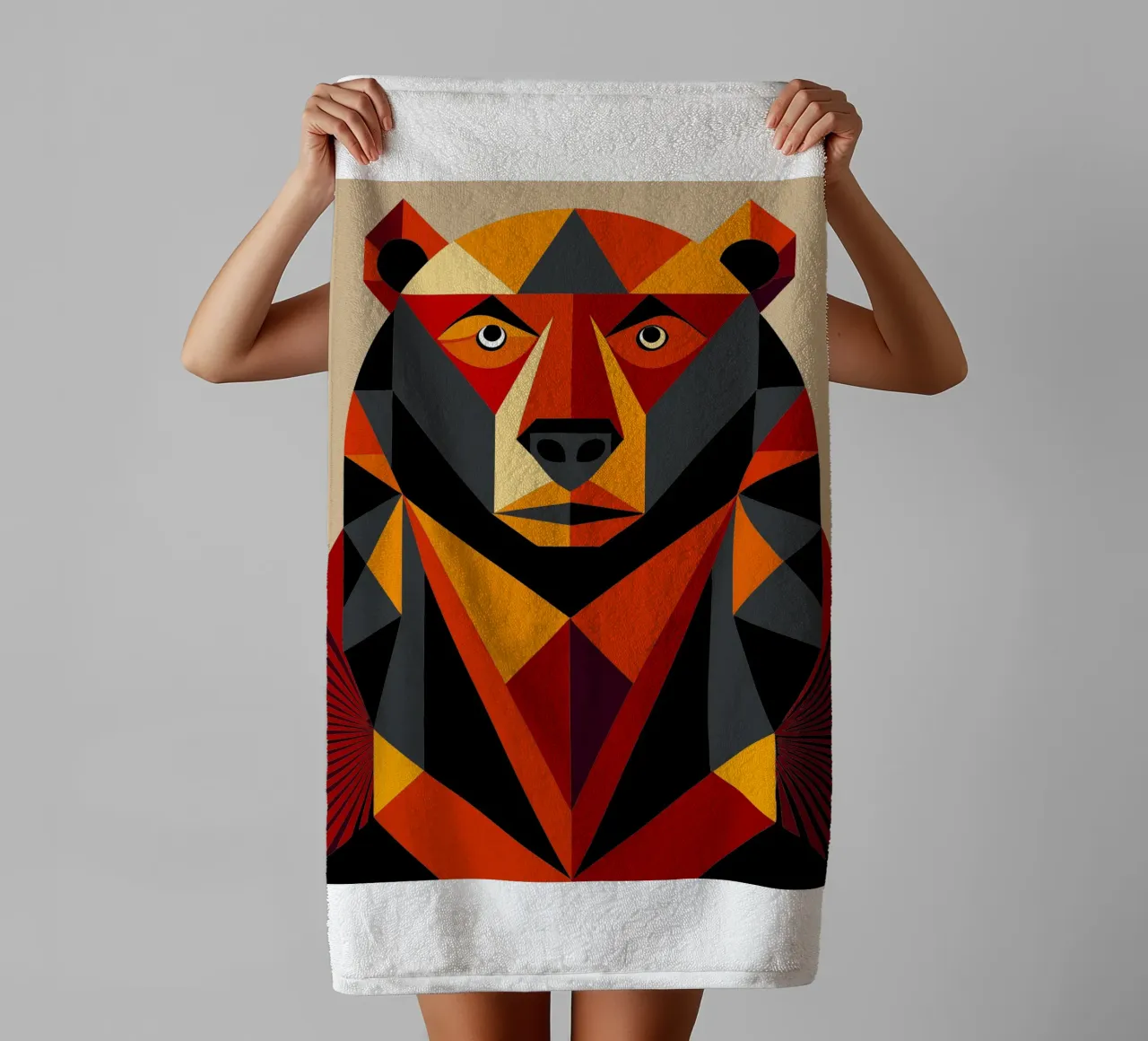 illustrazione geometrica dell'orso asciugamano da bagno da nemaro
