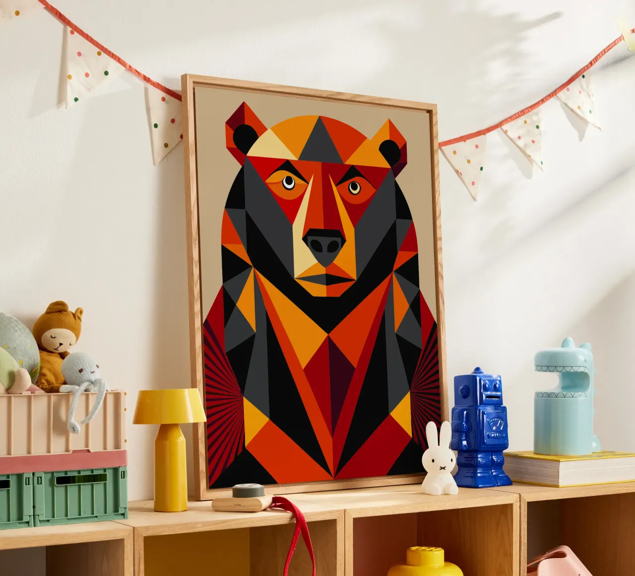 ilustración geométrica de un oso metacrilato de nemaro
