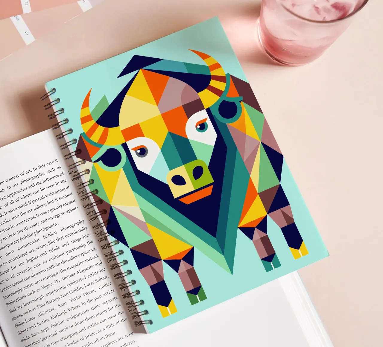 bison geometrics ilustration carnet à spirale de nemaro