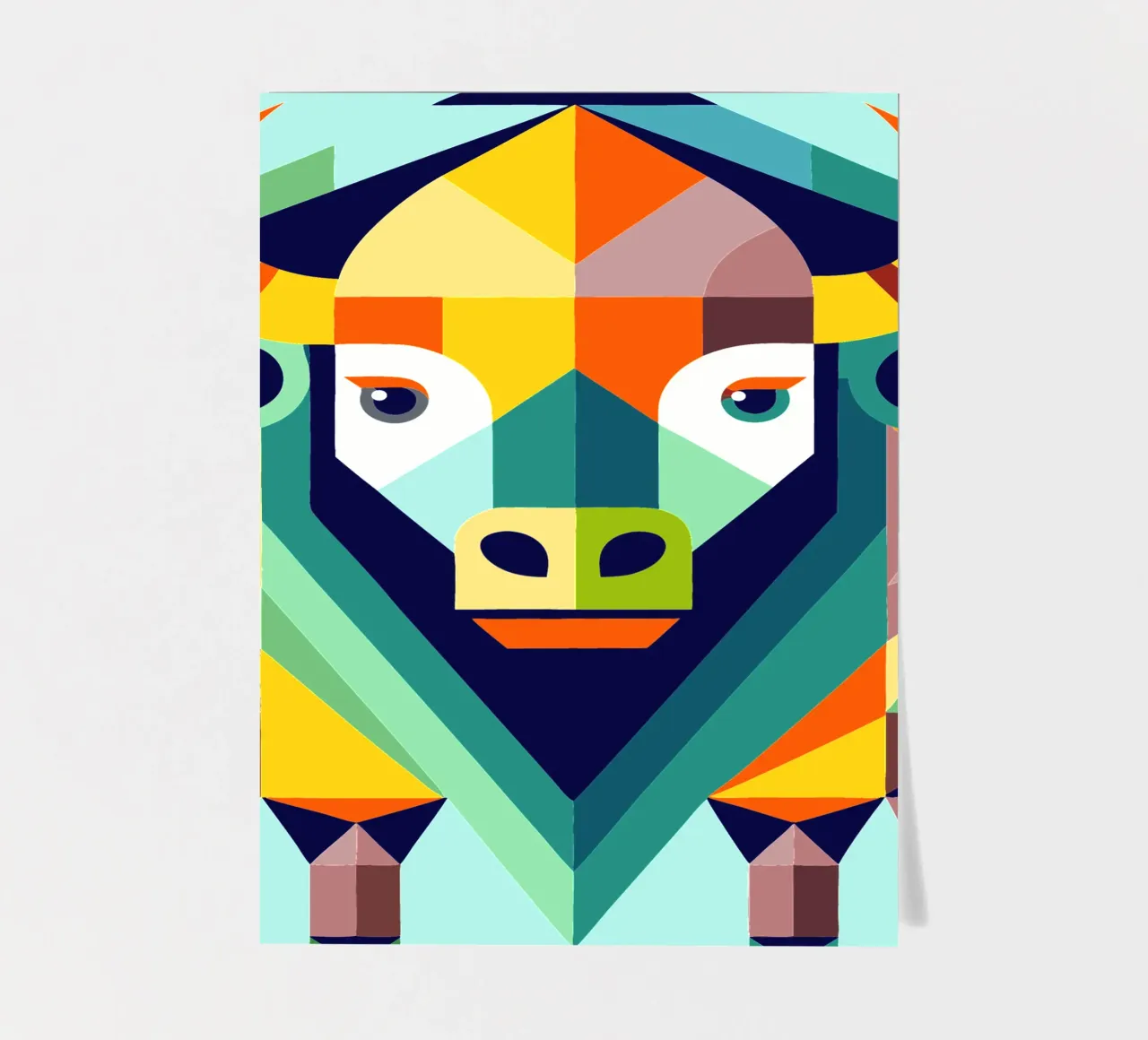 bison geometrics ilustration planche autocollant de nemaro