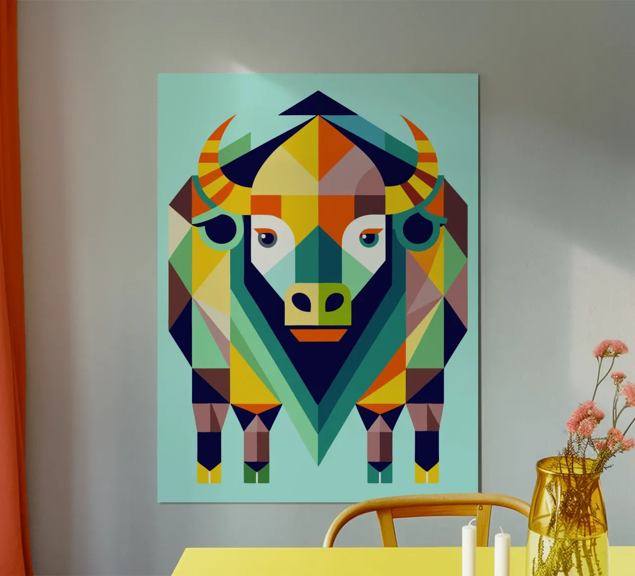 bison geometrics ilustration poster by nemaro