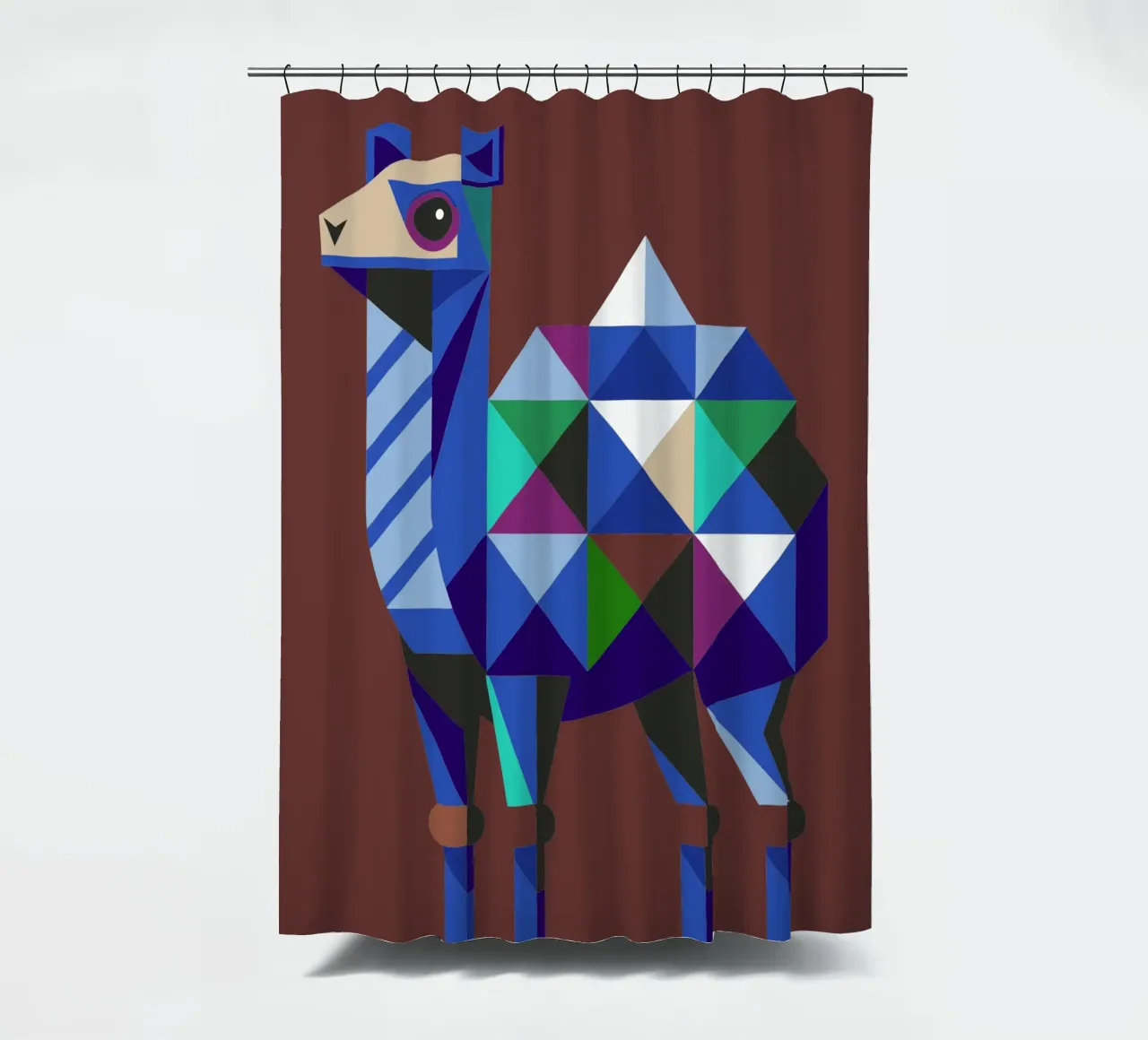 camel geometrics ilustration shower curtain by nemaro