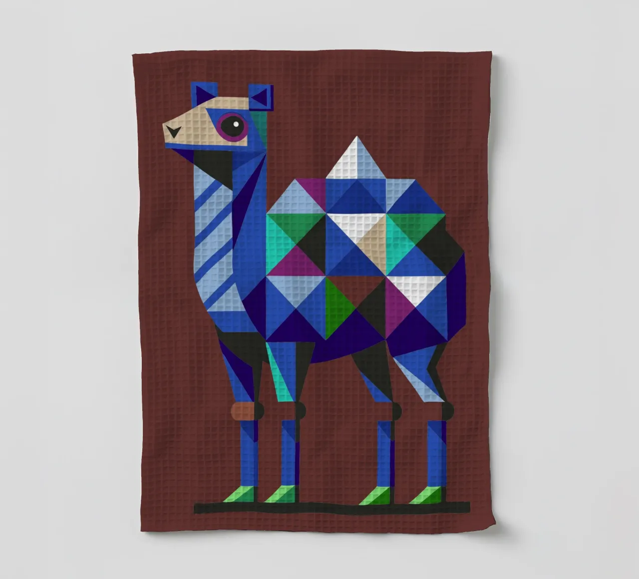 camel geometrics ilustration tea towel by nemaro