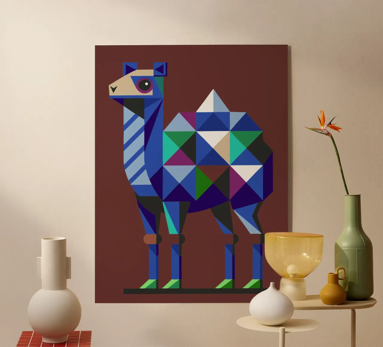 ilustrazione geometrica del cammello plexiglass da nemaro