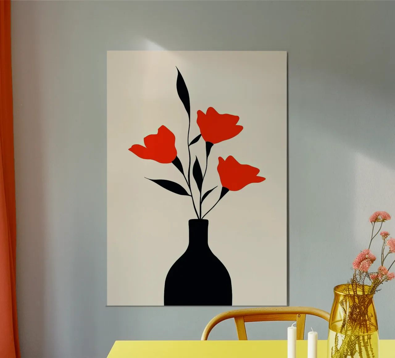 Red Flowers in Vase forex plate by FlowersShop