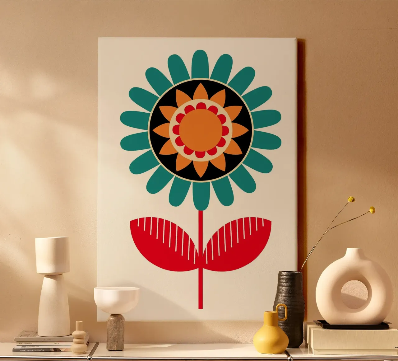Mid-Century Modern Flower Leinwand von FlowersShop