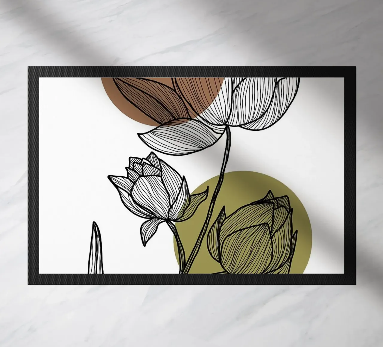 Line art di fiori di loto con cerchi zerbino da FlowersShop