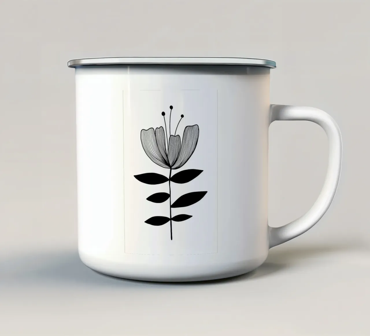 Illustrazione floreale in bianco e nero tazza in smalto da FlowersShop