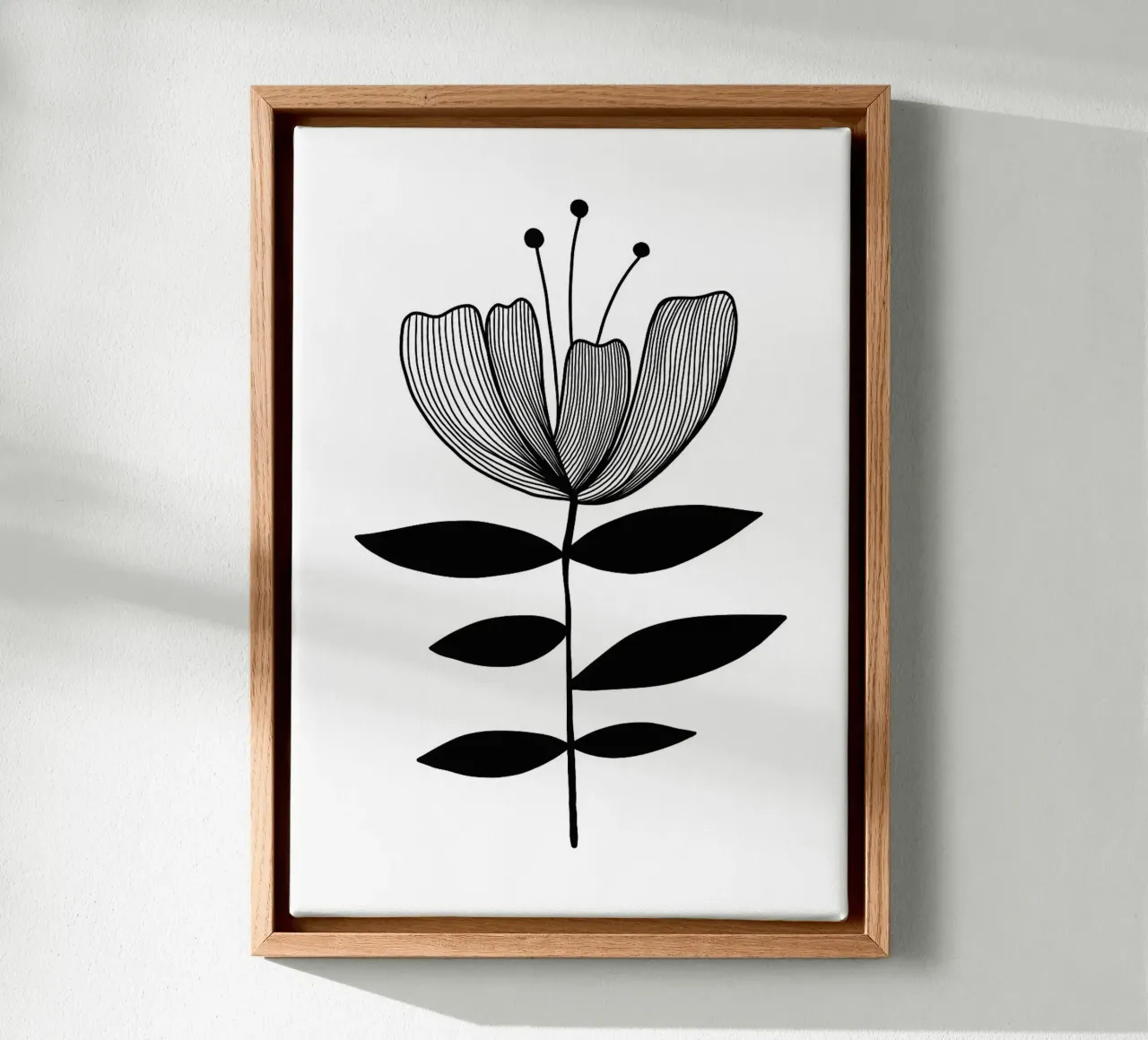 Illustrazione floreale in bianco e nero tela da FlowersShop