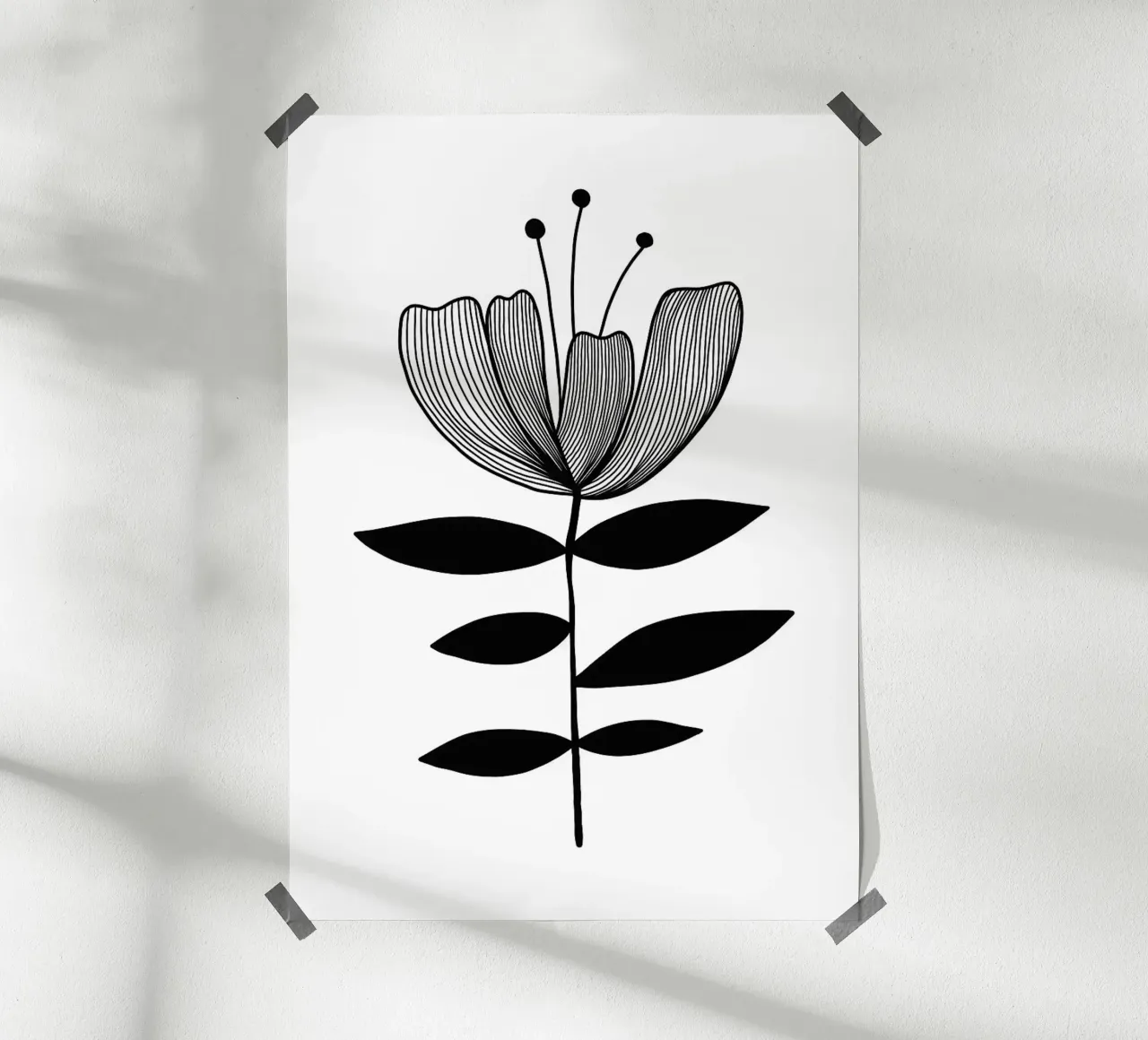 Illustrazione floreale in bianco e nero poster da FlowersShop