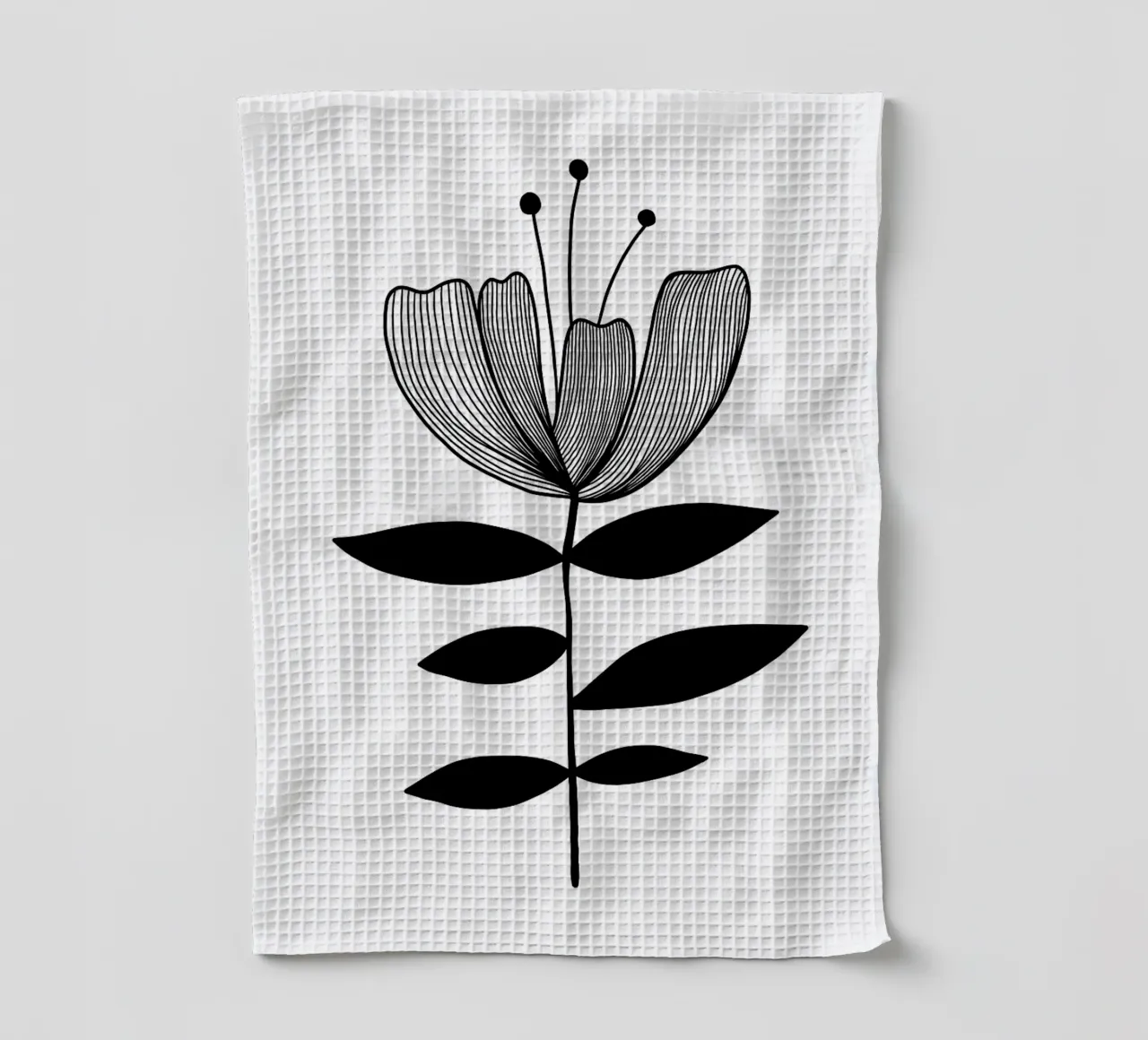 Illustrazione floreale in bianco e nero canovaccio da cucina da FlowersShop