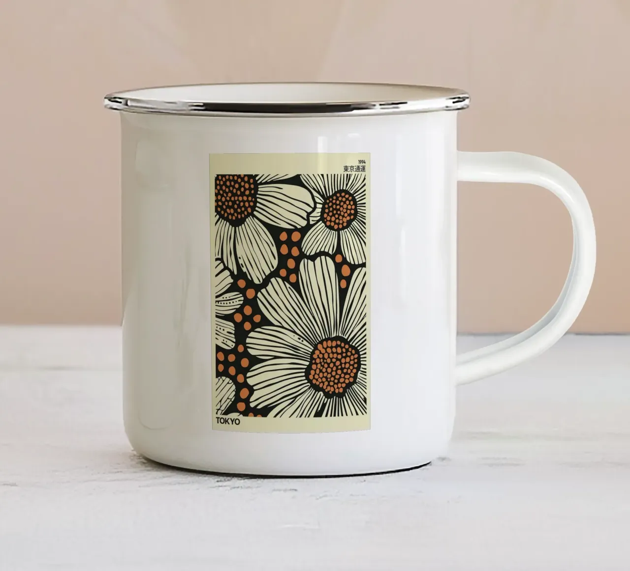 Bloemenprint Tokio emaille mok van FlowersShop