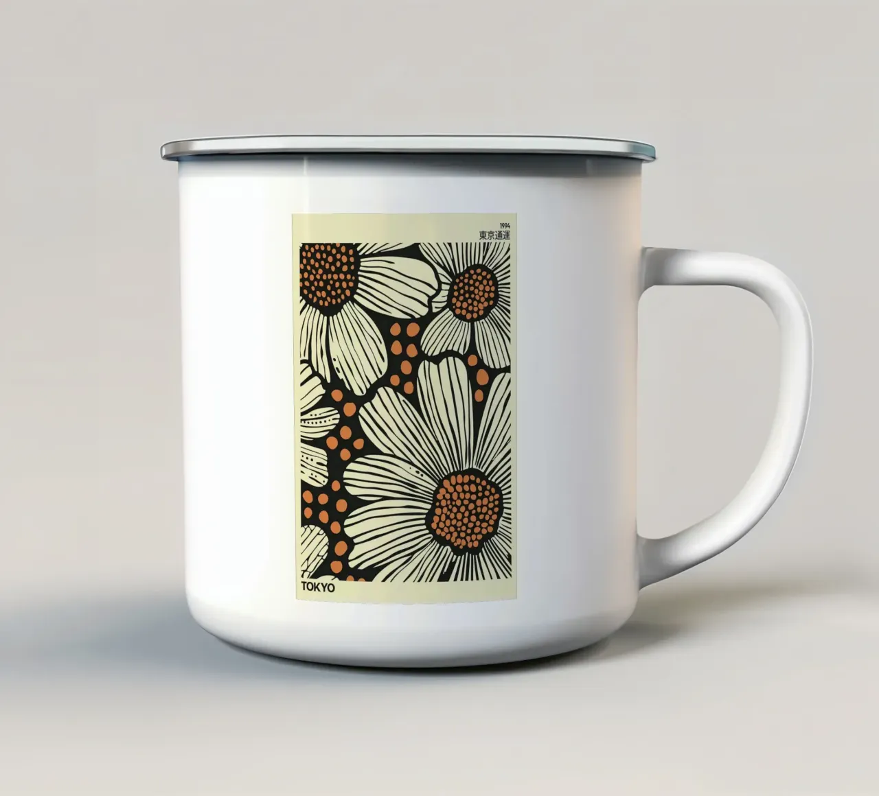 Bloemenprint Tokio emaille mok van FlowersShop