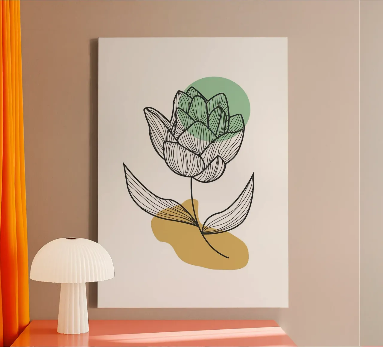 fleur dessinée à la main 4 toile avec Caisse américaine de FlowersShop