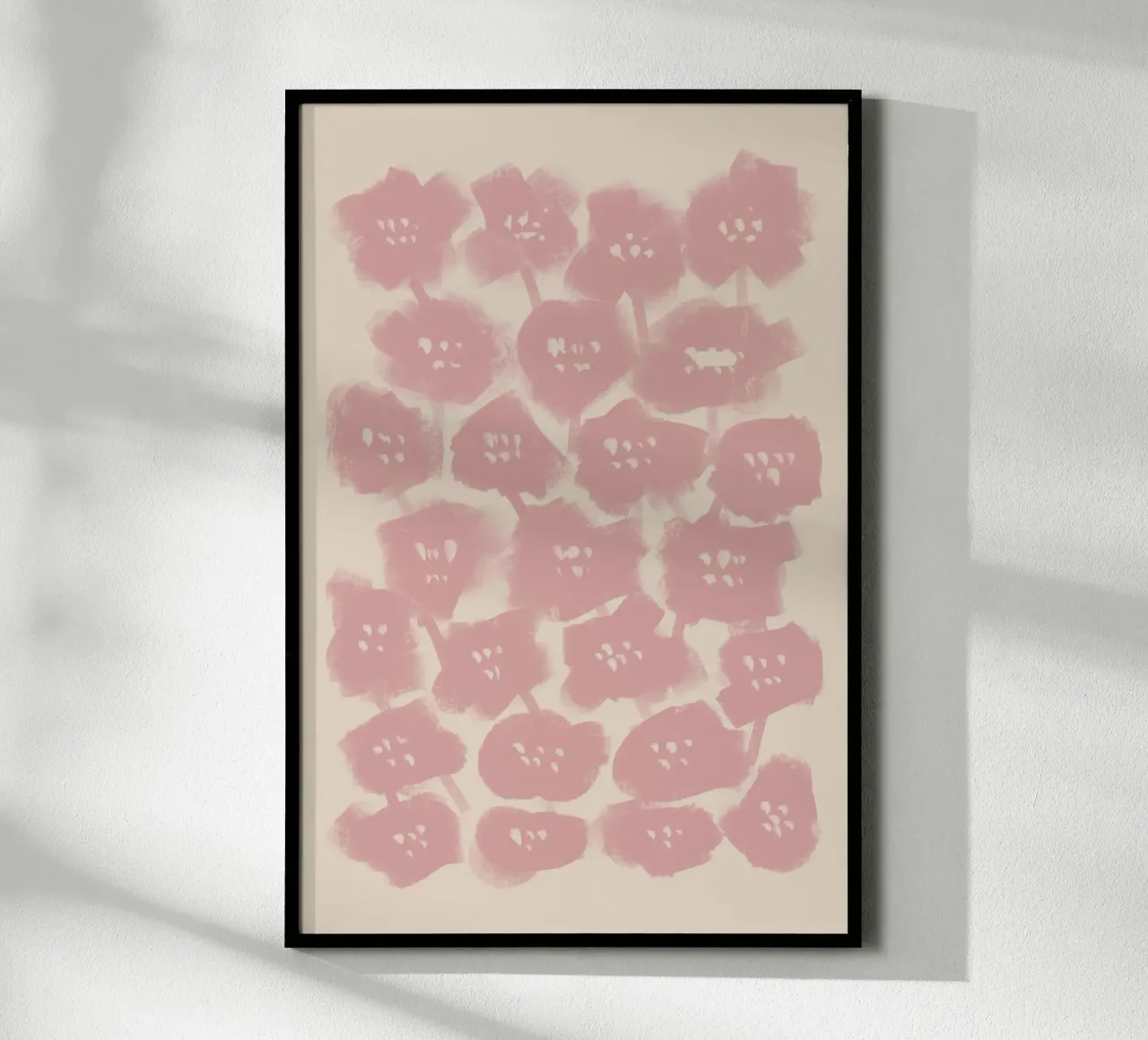 Impressione floreale astratta rosa su beige carta hahnemühle da Melloi Art Print