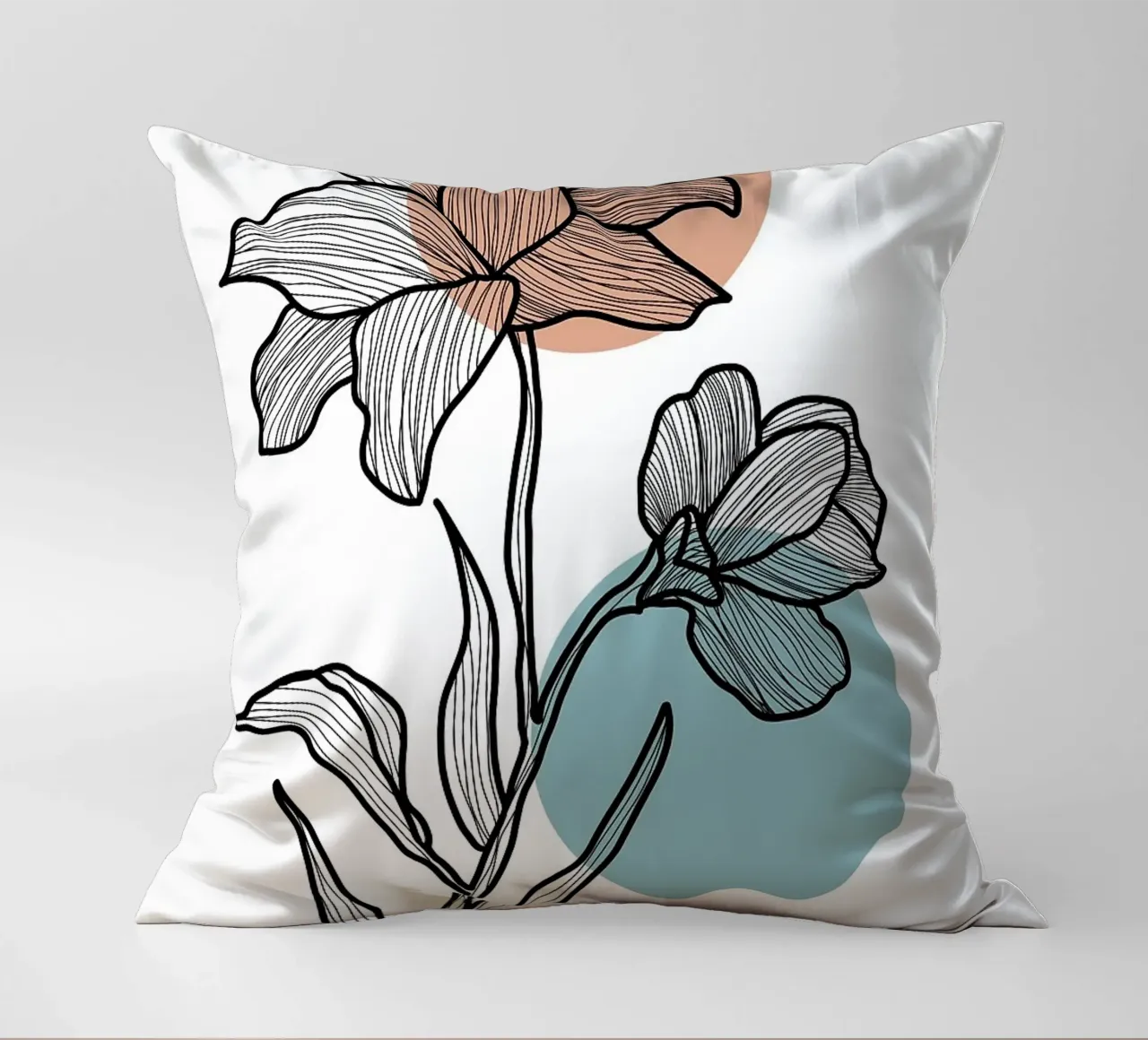 Line Art Fiore con cerchi cuscino da FlowersShop