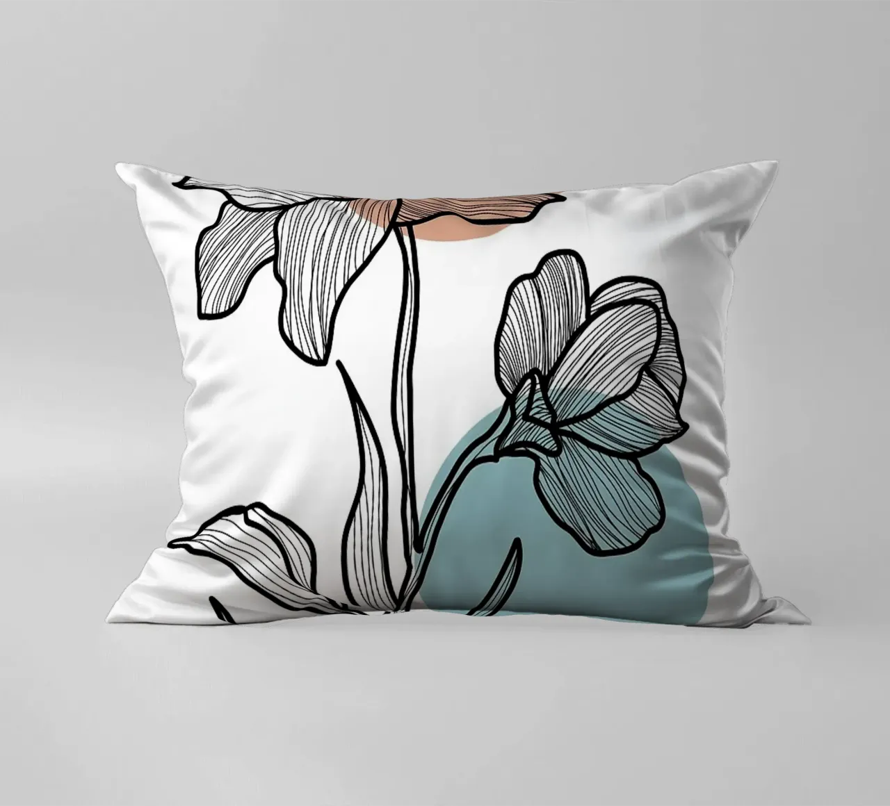 Line Art Fiore con cerchi cuscino da FlowersShop