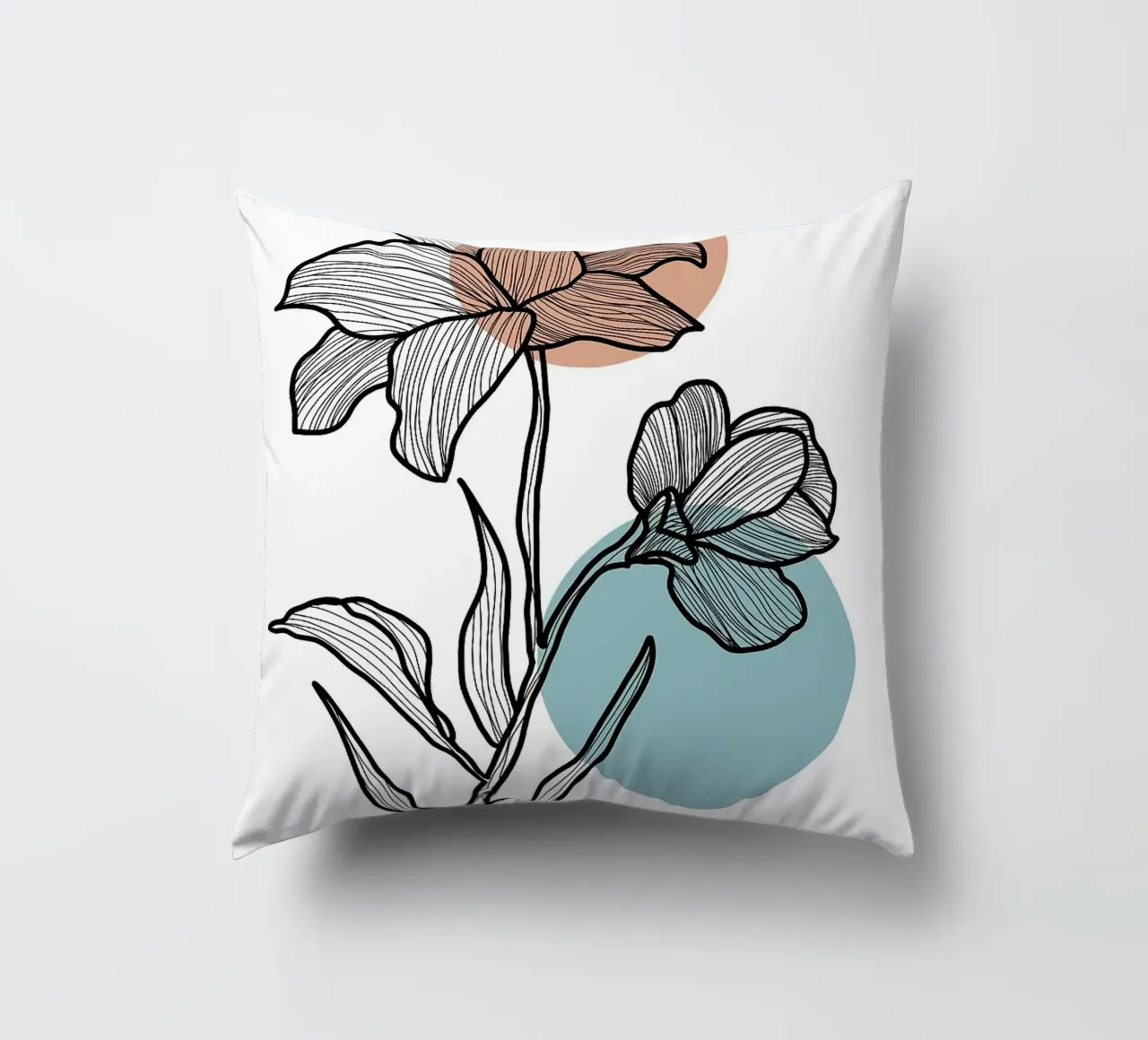 Line Art Fiore con cerchi cuscino da FlowersShop