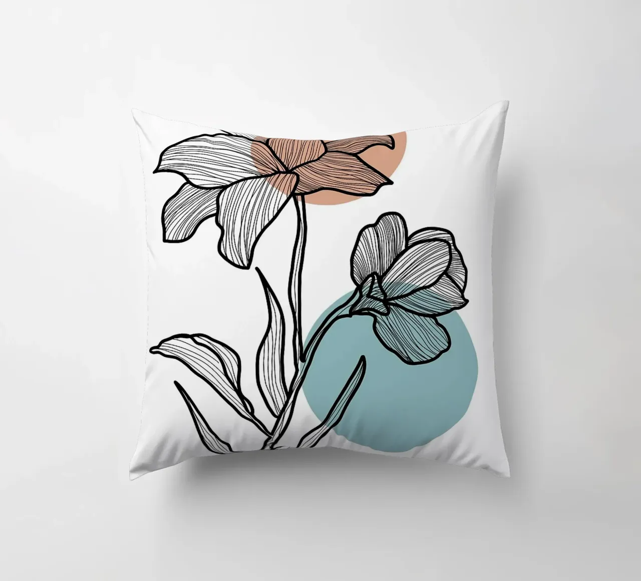 Line Art Fiore con cerchi cuscino da FlowersShop