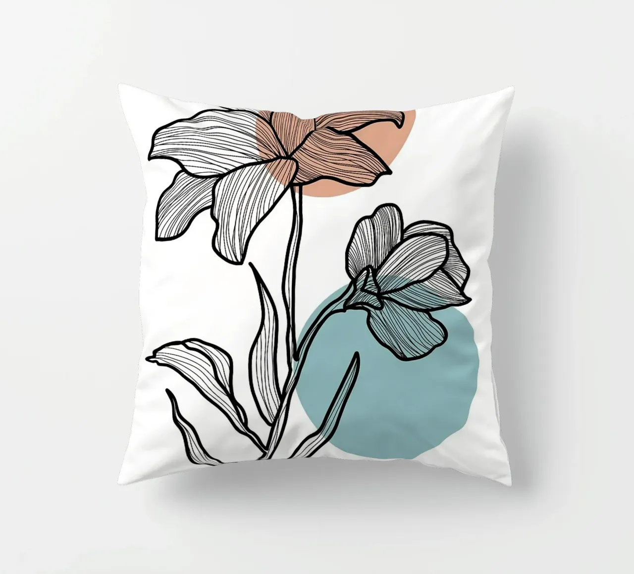 Line Art Fiore con cerchi cuscino da FlowersShop