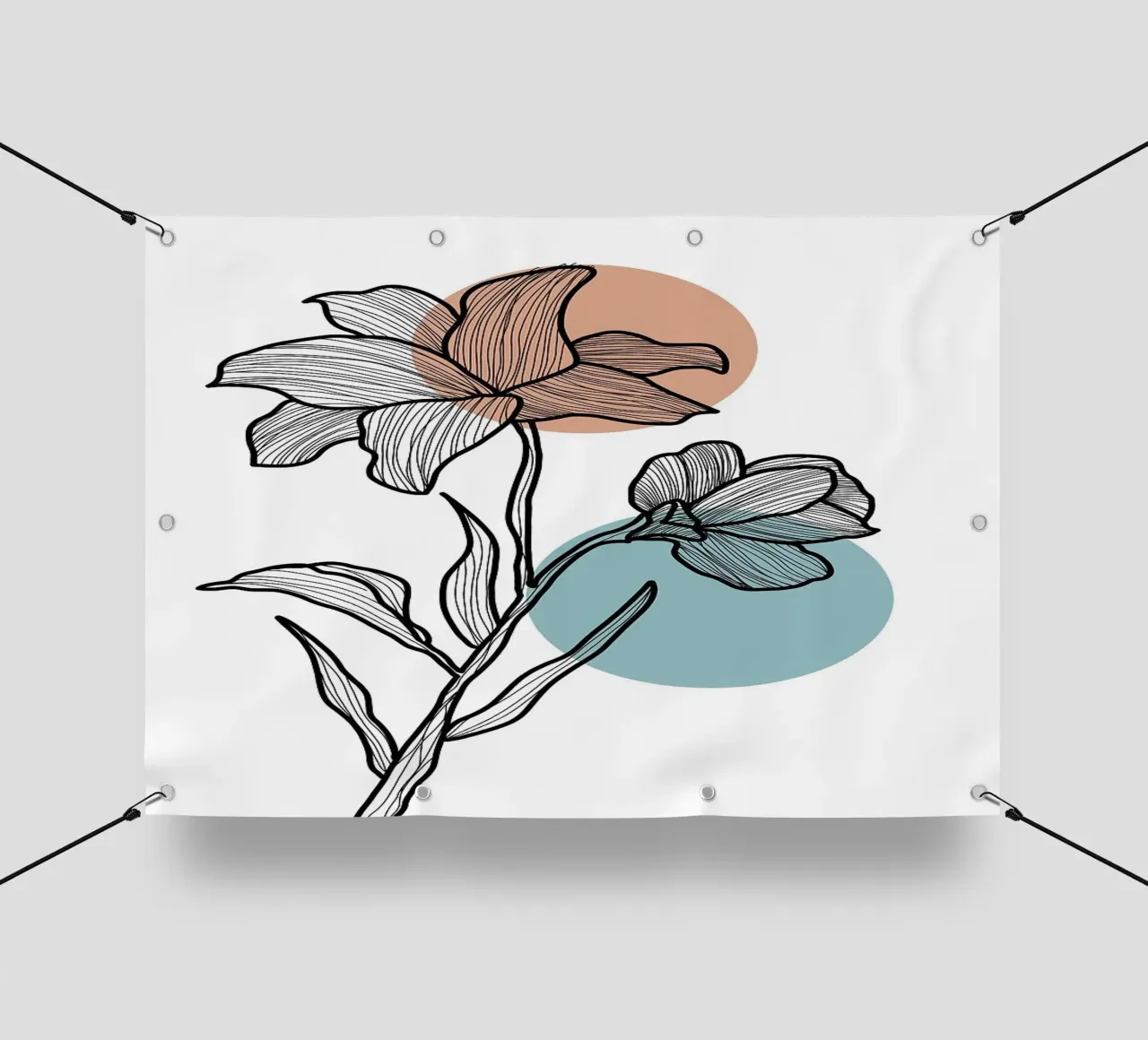Line Art Fiore con cerchi telo in pvc da FlowersShop