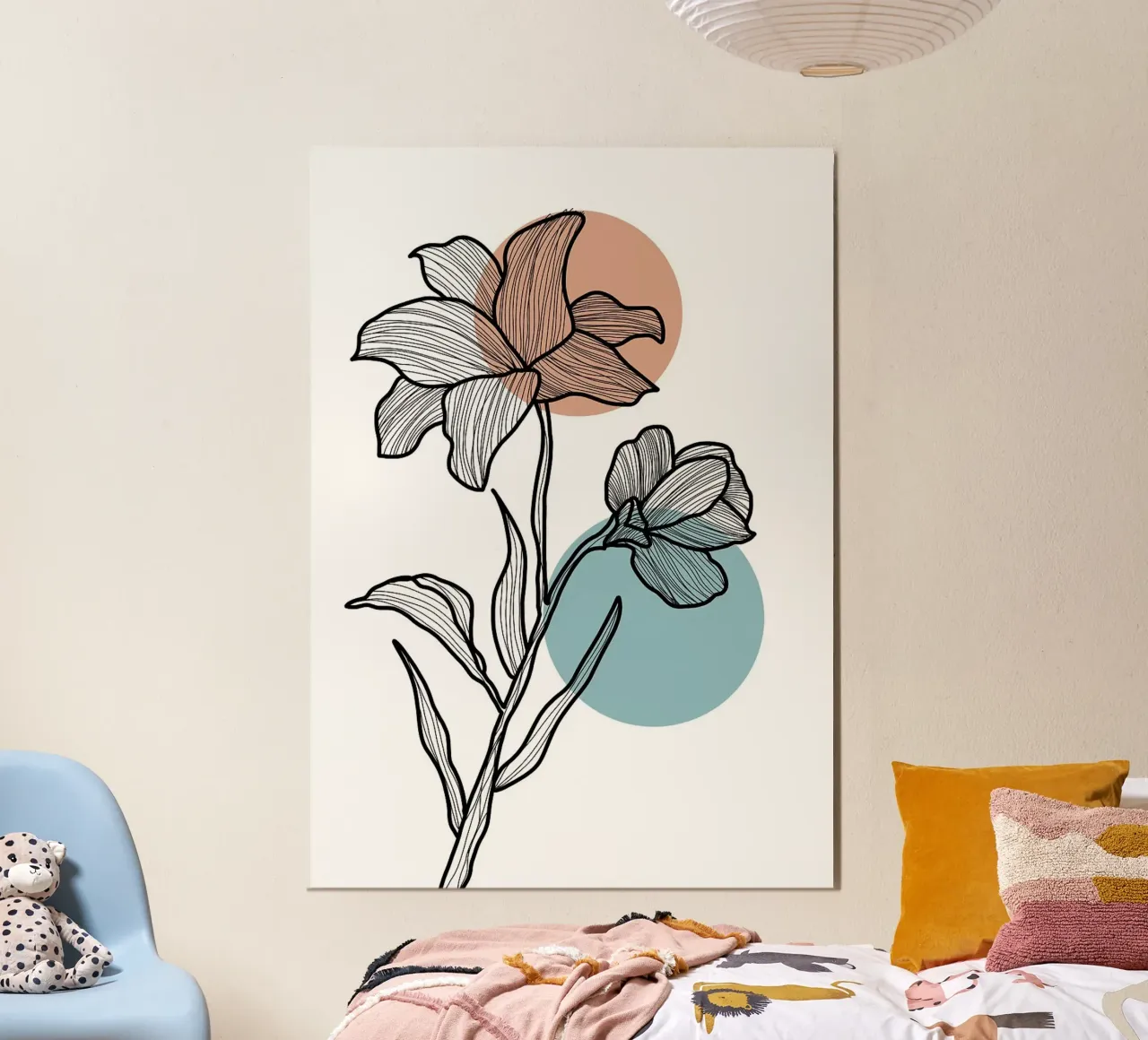 Line Art Fiore con cerchi poster da FlowersShop