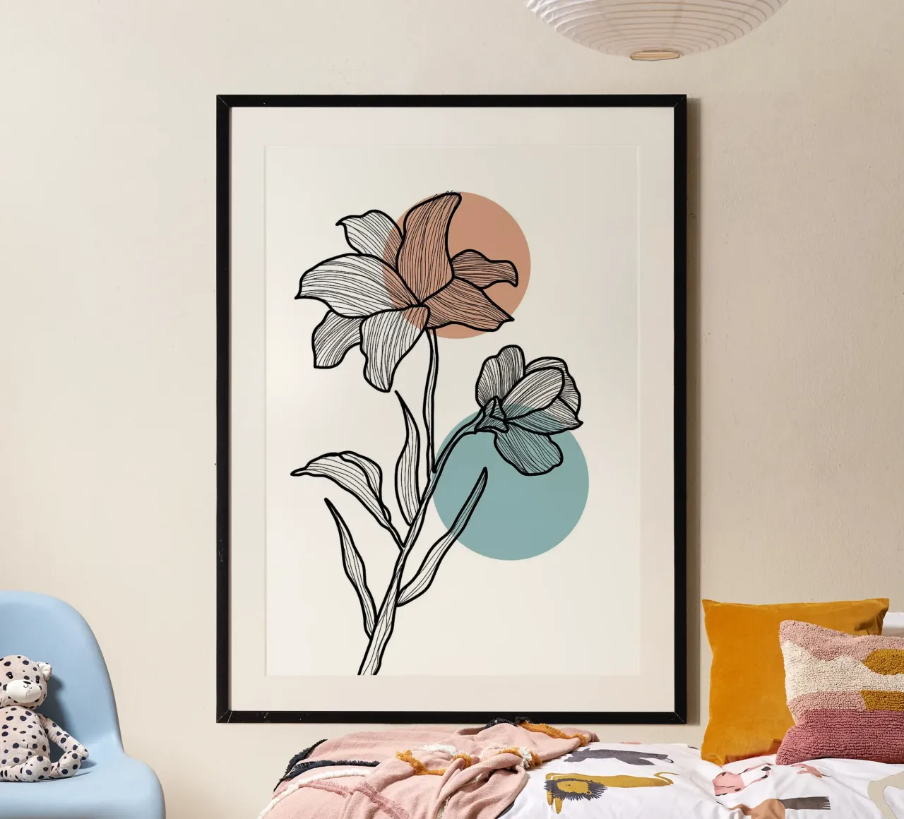 Line Art Fiore con cerchi poster da FlowersShop