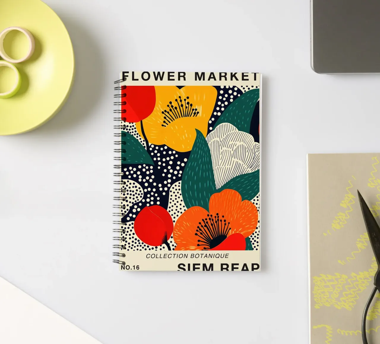 Siem Reap Flower Market Poster spiral notebook by FlowersShop
