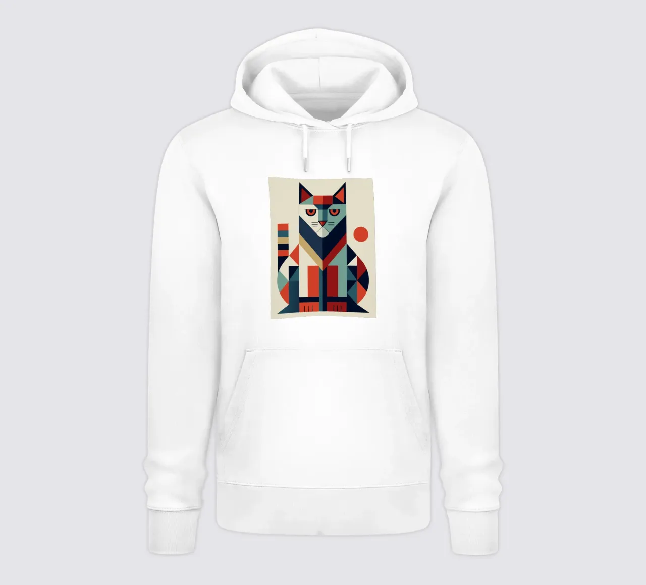 ilustrazione geometrica del gatto felpa con cappuccio da nemaro