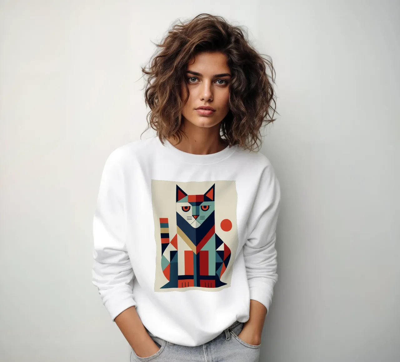 ilustrazione geometrica del gatto felpa da nemaro