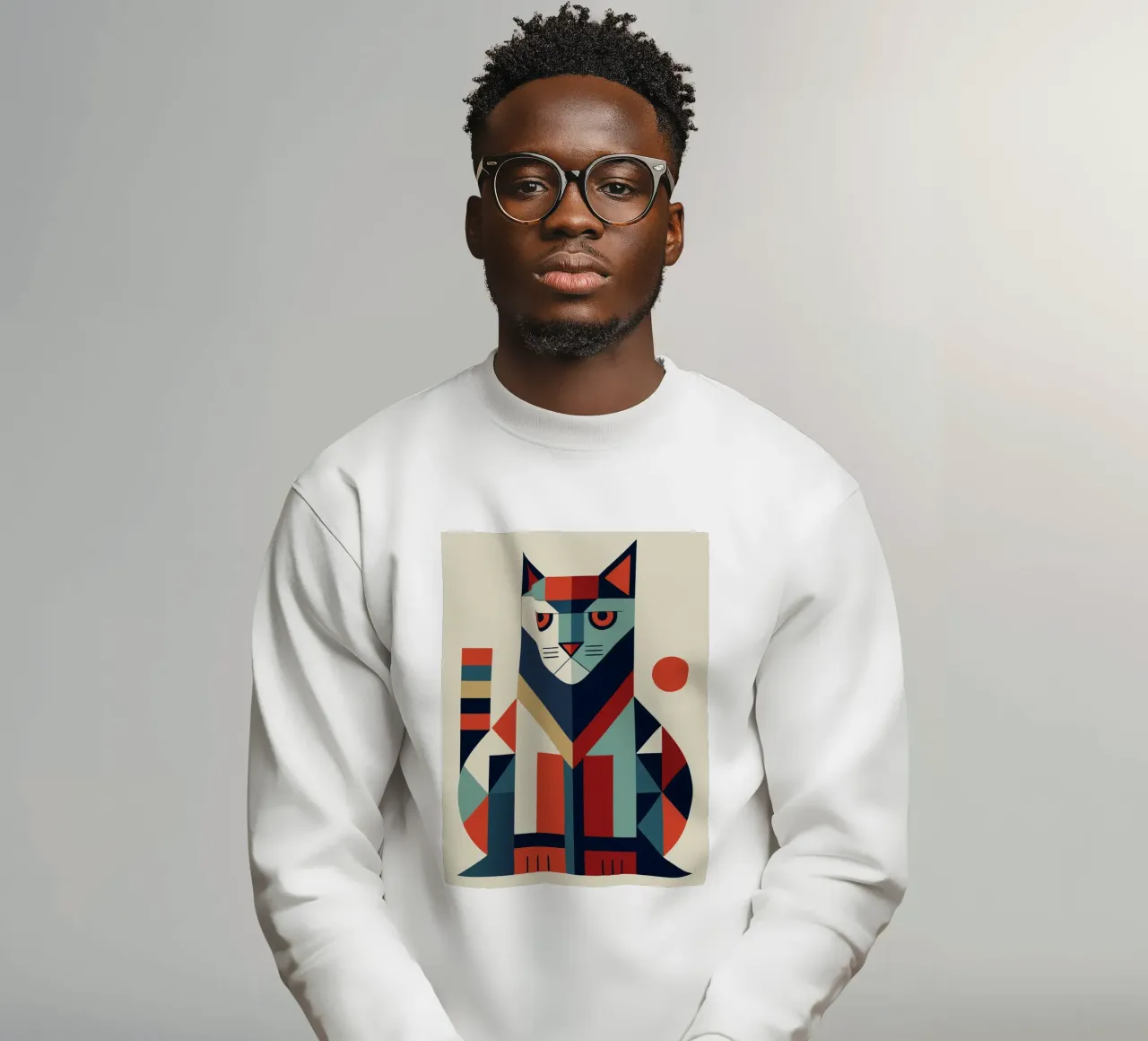 ilustrazione geometrica del gatto felpa da nemaro