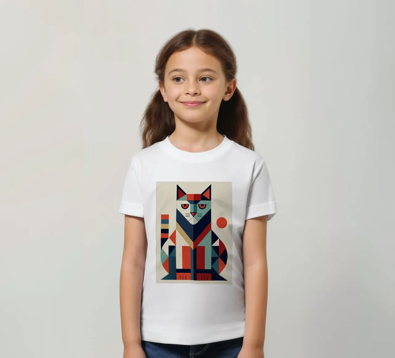 cat geometrics ilustration kids t-shirt by nemaro