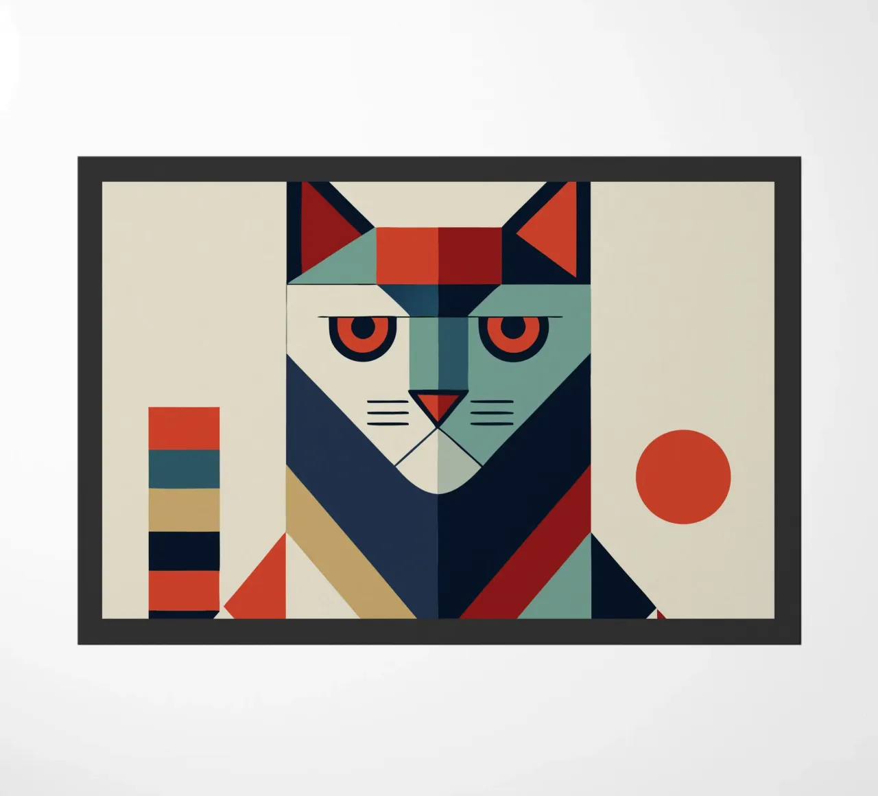 cat geometrics ilustration doormat by nemaro
