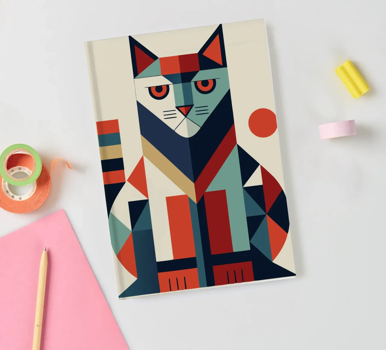 cat geometrics ilustration notebook by nemaro