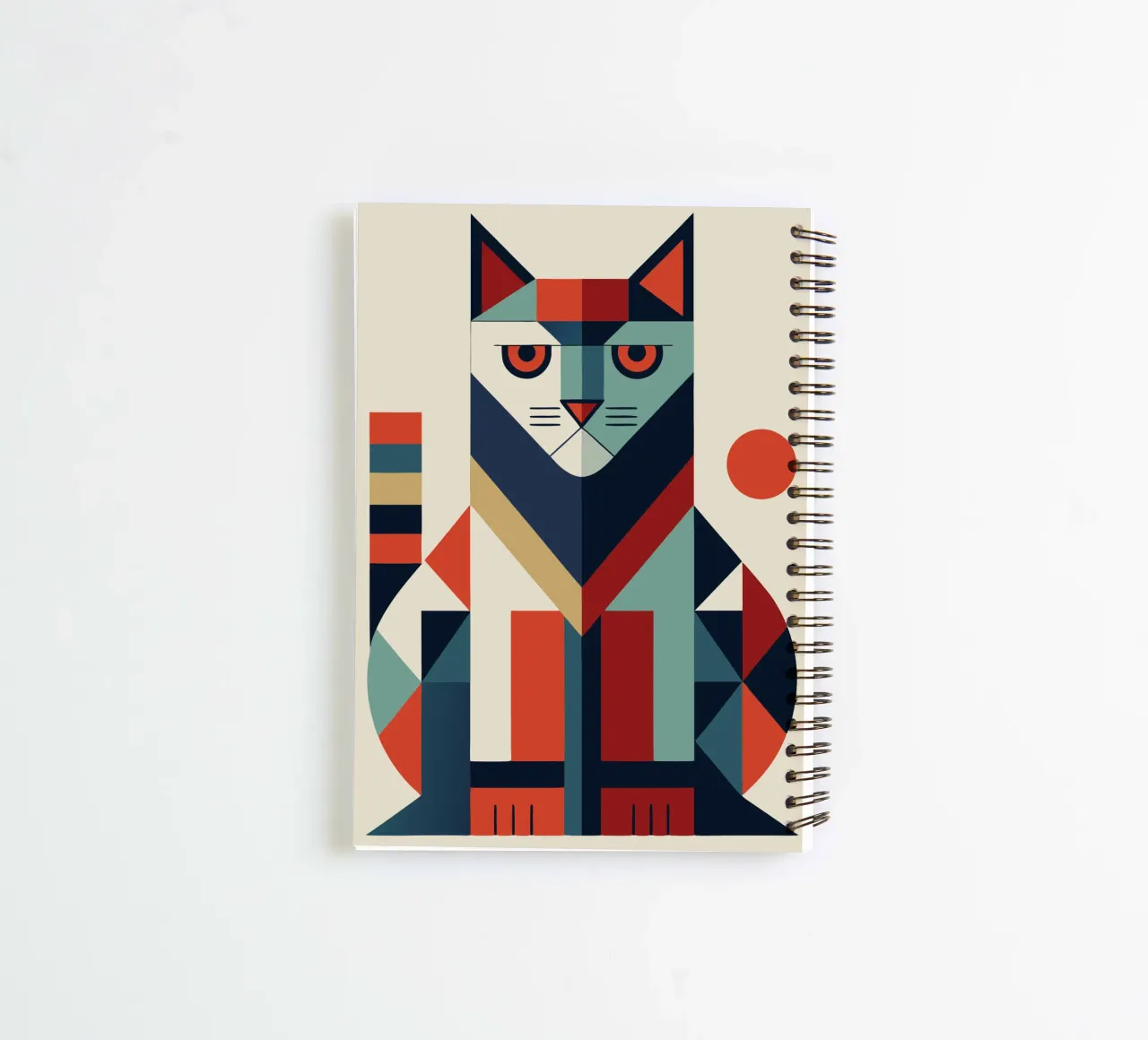 cat geometrics ilustration spiral notebook by nemaro