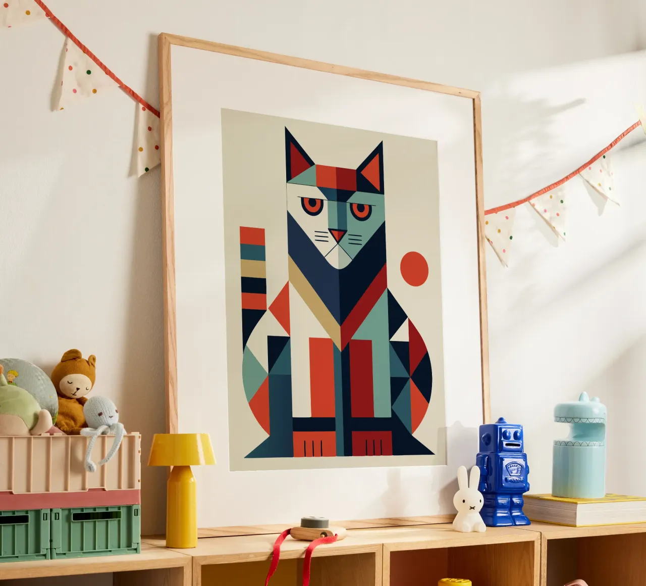 cat geometrics ilustration hahnemühle by nemaro