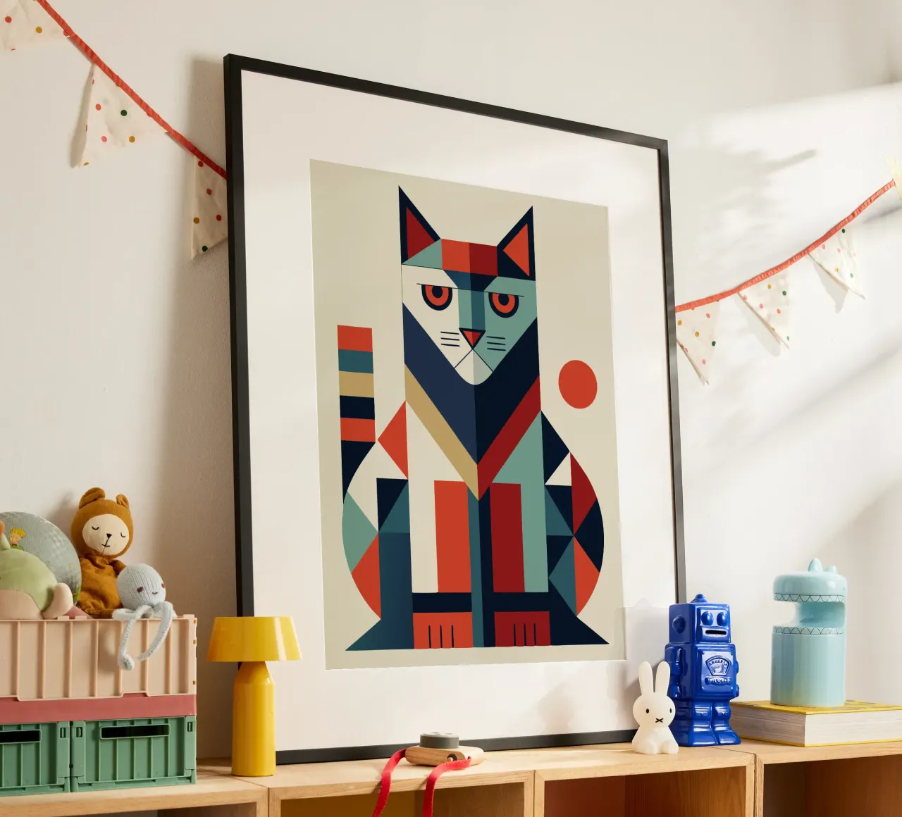 cat geometrics ilustration hahnemühle by nemaro
