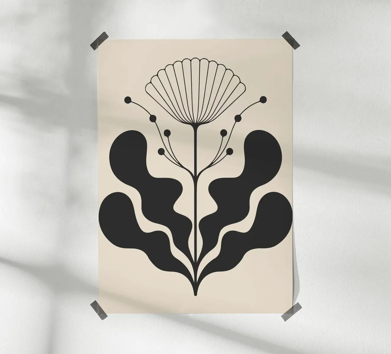 Arte popolare botanica nera minimalista poster da FlowersShop