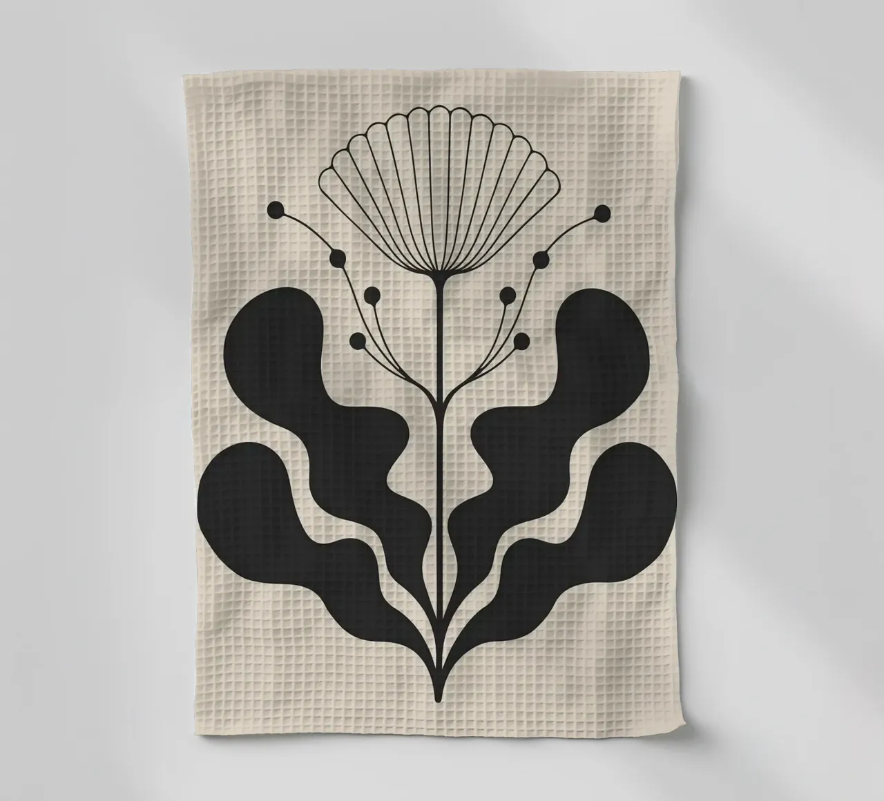 Arte popolare botanica nera minimalista canovaccio da cucina da FlowersShop