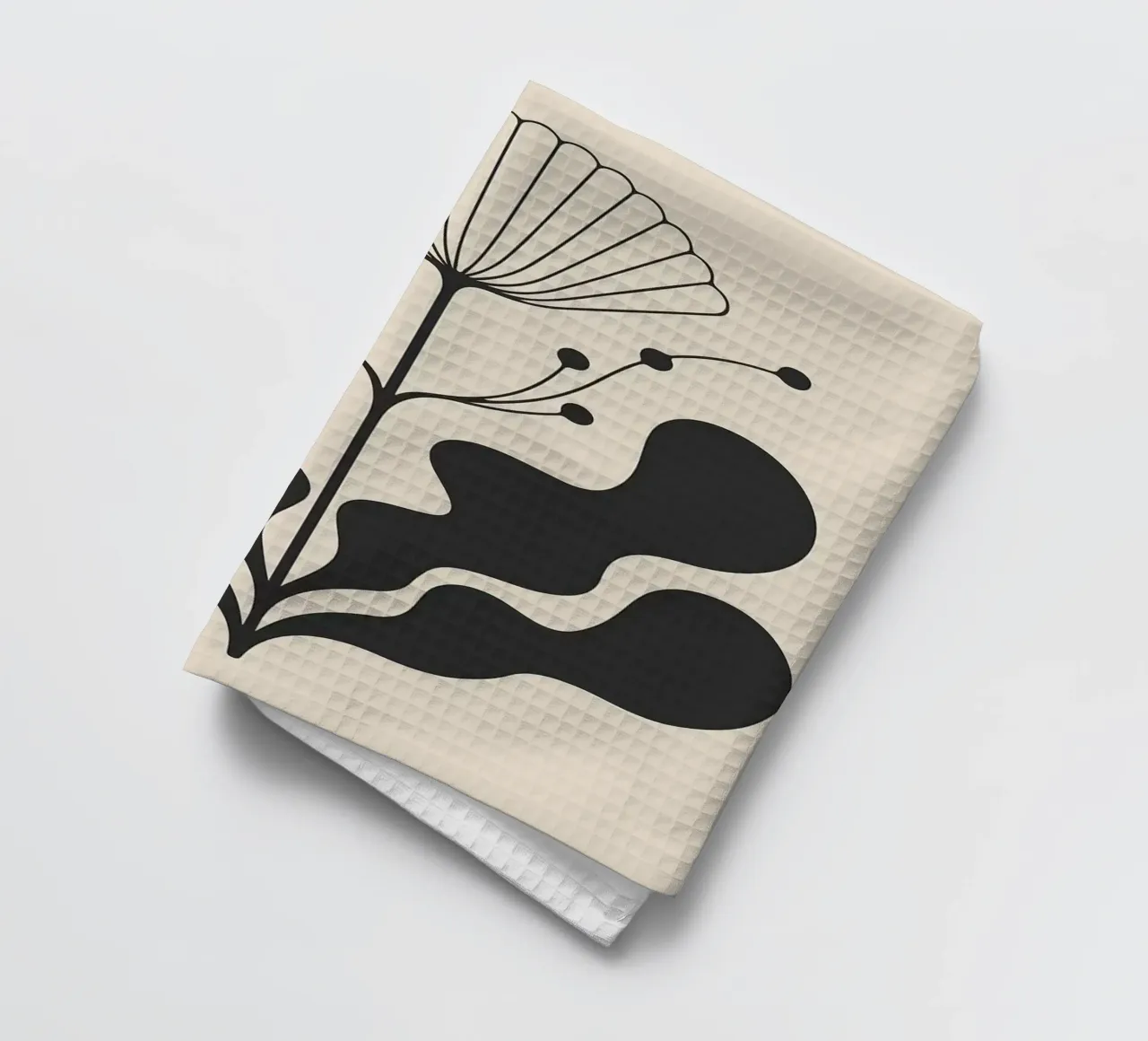 Arte popolare botanica nera minimalista canovaccio da cucina da FlowersShop