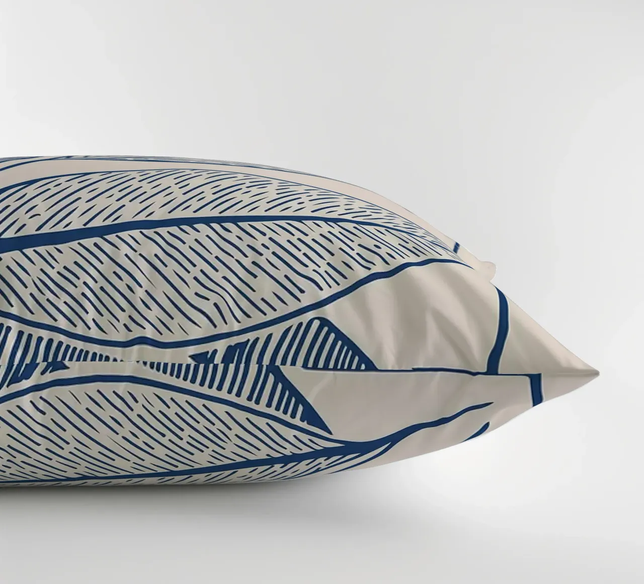 Arte moderna della linea di foglie botaniche in blu navy cuscino da FlowersShop